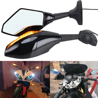 Motorcycle Rear View Side Mirror LED Turn Signal Light For Honda CBR650F 2014-16