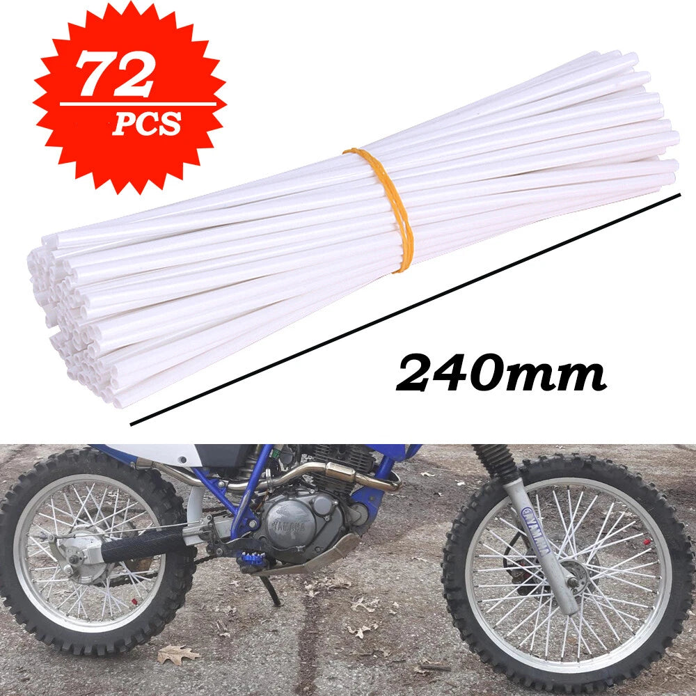 72pcs 240mm Spoke Skins Cover Motocross Dirt Bike Wheel Rim Guard Protector Wrap