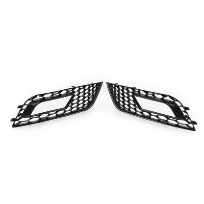 Front Fog Light Honeycomb Hex Mesh Grill Cover For Audi A4 B8.5 2013-2016 Black