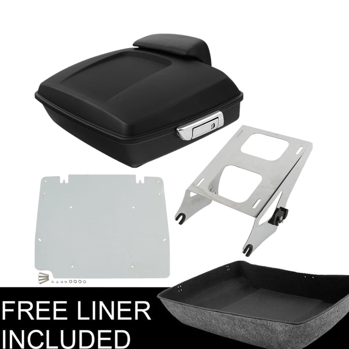 Chopped Trunk Backrest Pad Mount Rack Plate Fit For Harley Road Glide 2014-Up 15