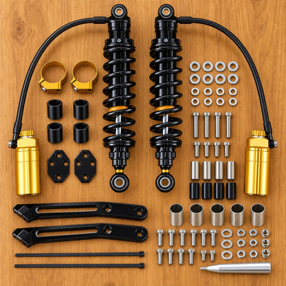 Pair Remote Reservoir Rear Suspensions Shocks For Harley Street Glide 2014-2025