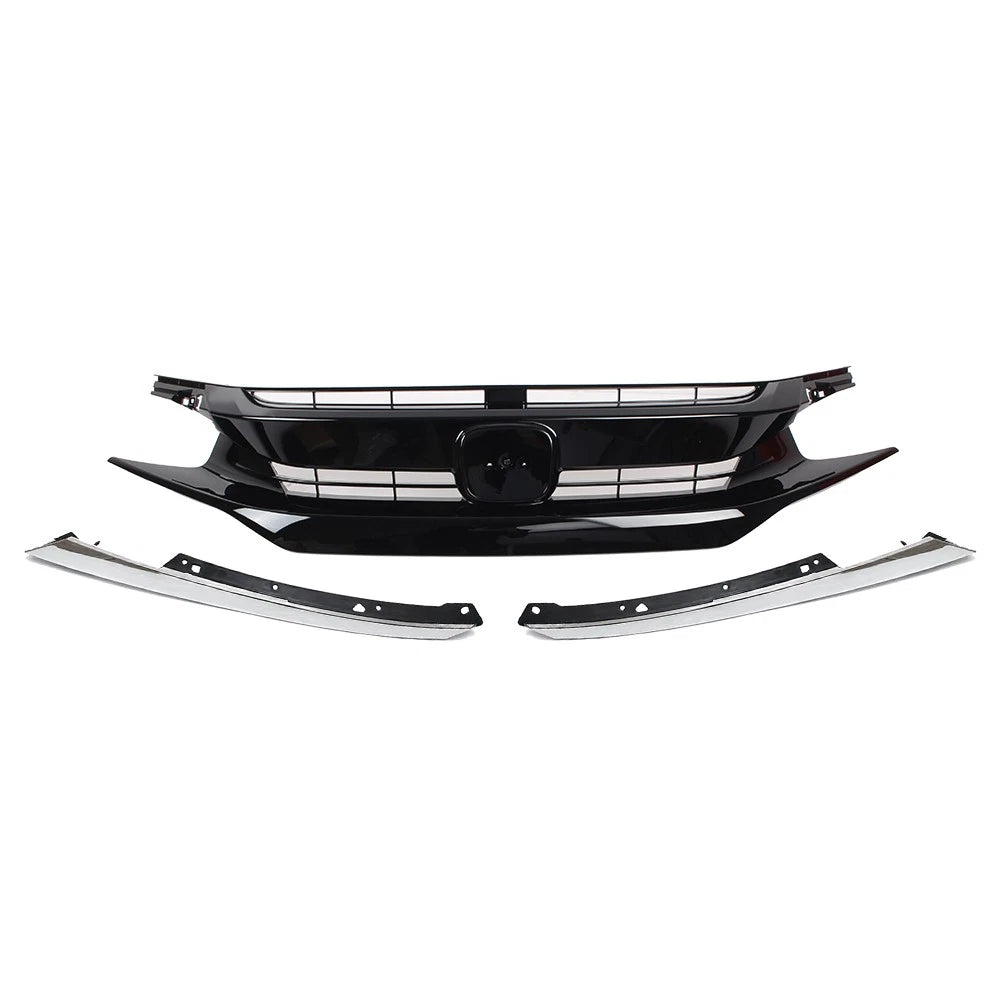 1 Set Front Upper Grille Grill For Honda Civic Coupe Sedan 2016-2018 US Stock