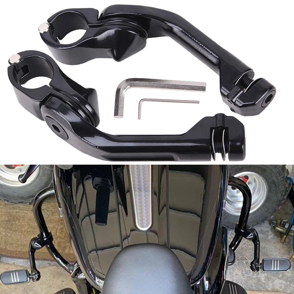 1-1/4" Long Highway Foot Pegs Clamps For Harley Touring Electra Glide Road King