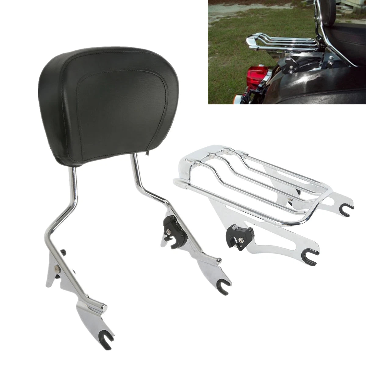 Sissy Bar Passenger Backrest Luggage Rack For Harley Electra Street Glide 09-Up