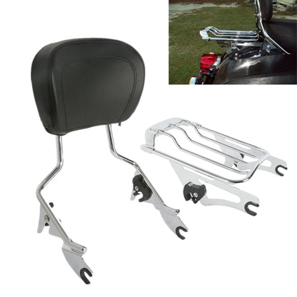 Sissy Bar Passenger Backrest Luggage Rack For Harley Electra Street Glide 09-Up