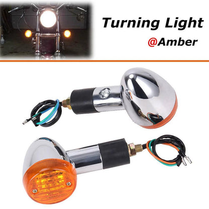 2x Motorcycle Amber Chrome Front Rear Bullet Turn Signal Indicator Light Blinker