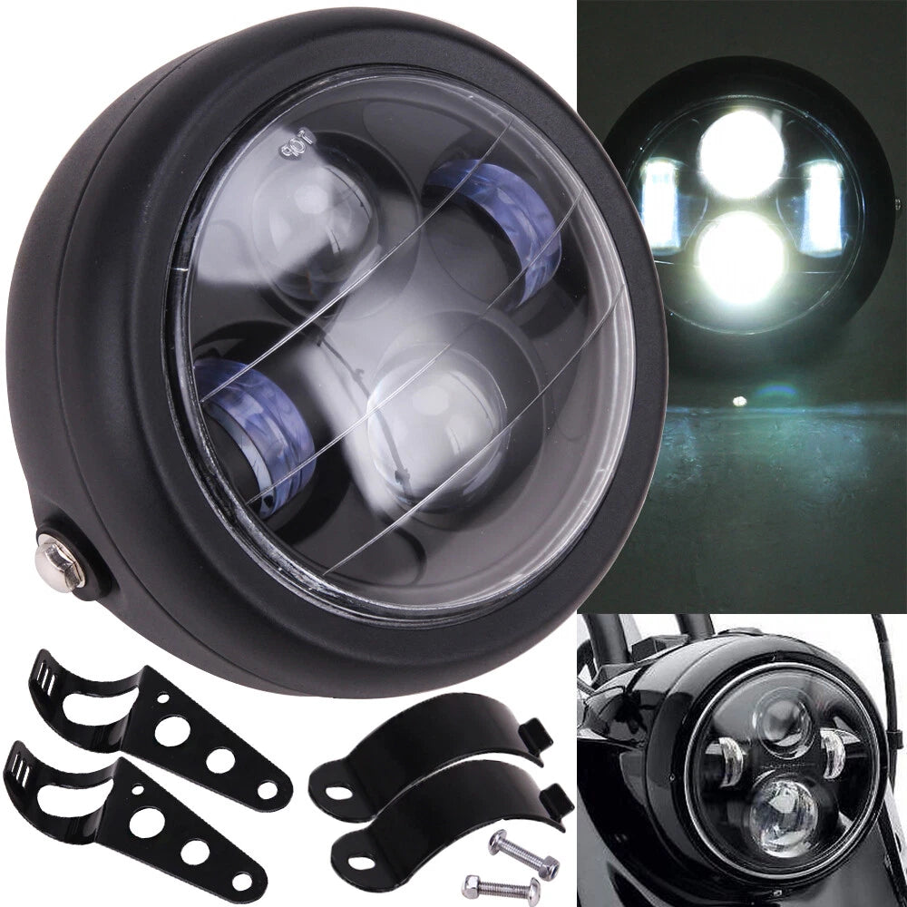 6.5" Inch Motorcycle Headlight LED High/Low Light Headlight For Harley Cafe Race