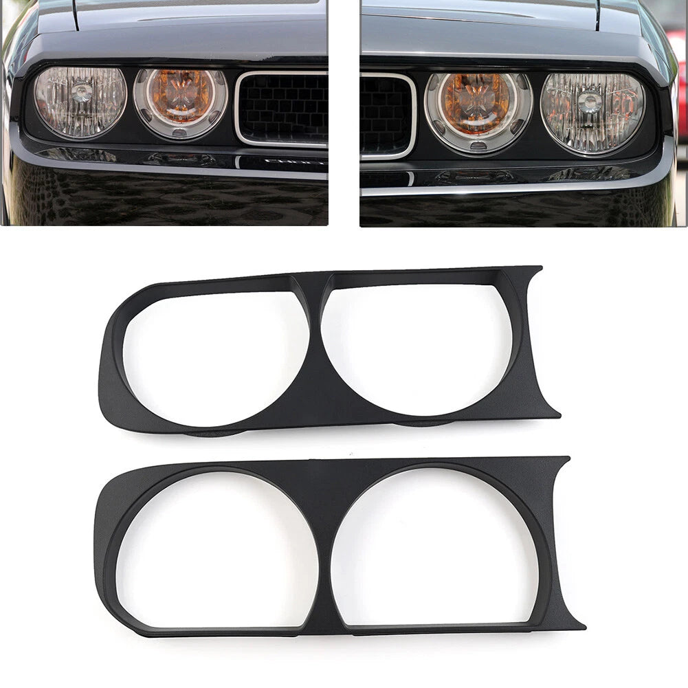 Headlight Headlamp Bezel Frame Trim For Dodge Challenger 2008-2014 Matte Black