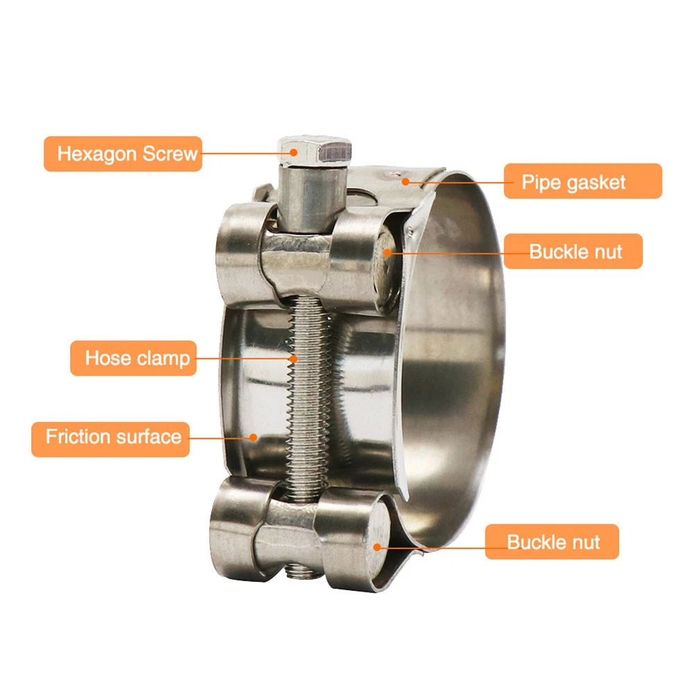 1PCS Motorcycle Exhaust Pipe Clamp 55mm Stainless Steel Muffler Fixed Caliper US