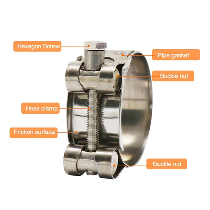 1PCS Motorcycle Exhaust Pipe Clamp 55mm Stainless Steel Muffler Fixed Caliper US