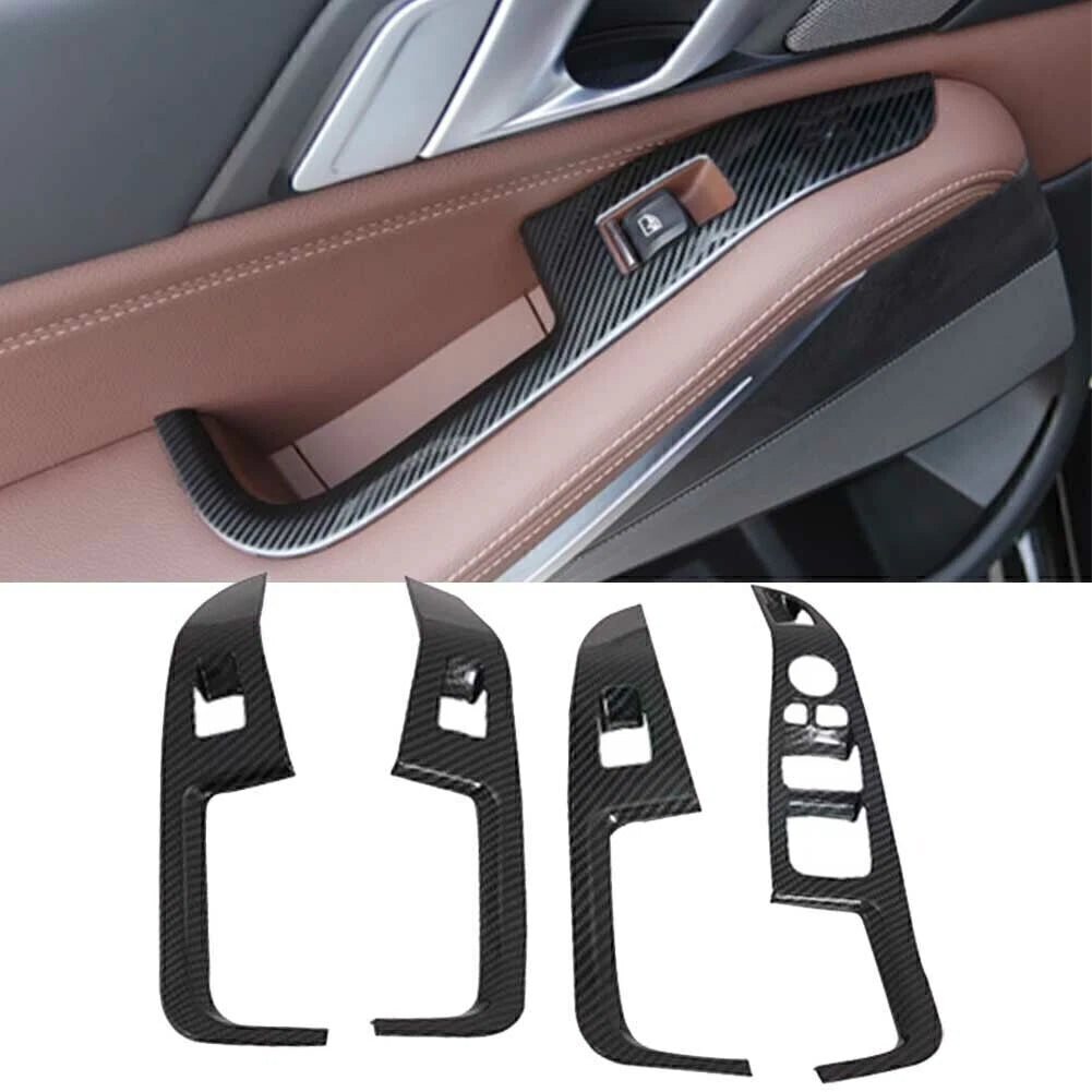 For BMW X5 G05 X7 G07 2019 2020 Interior Window Switch Panel Cover Carbon Fiber