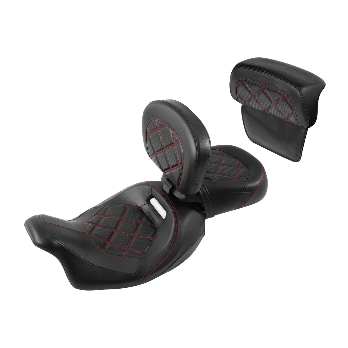 Black Red Driver &Passenger Seats Backrest Pad Fit For Harley Touring 2014-23 22