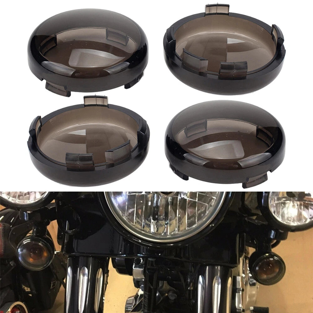 4pcs Smoked Turn Signal Lights Lens Covers For Harley Touring Electra Road Glide