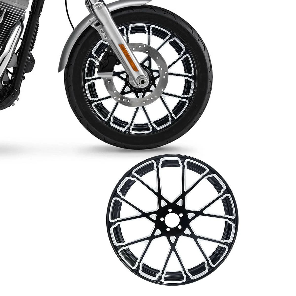 23''X3.5'' CNC Front Wheel Rim Hub Single Disc Fit For Harley Touring 97-21 20