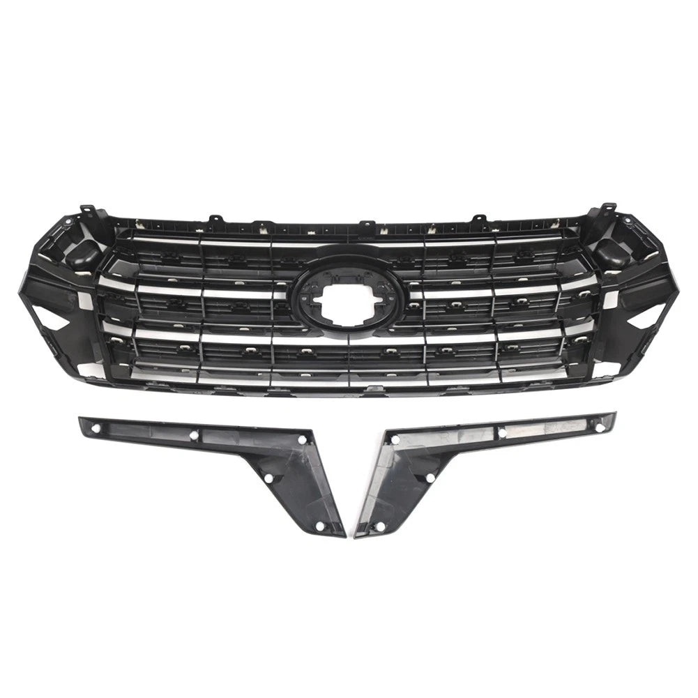 Front Bumper Hood Grille Glossy Black Kit For Toyota Land Cruiser LC200 2016-18
