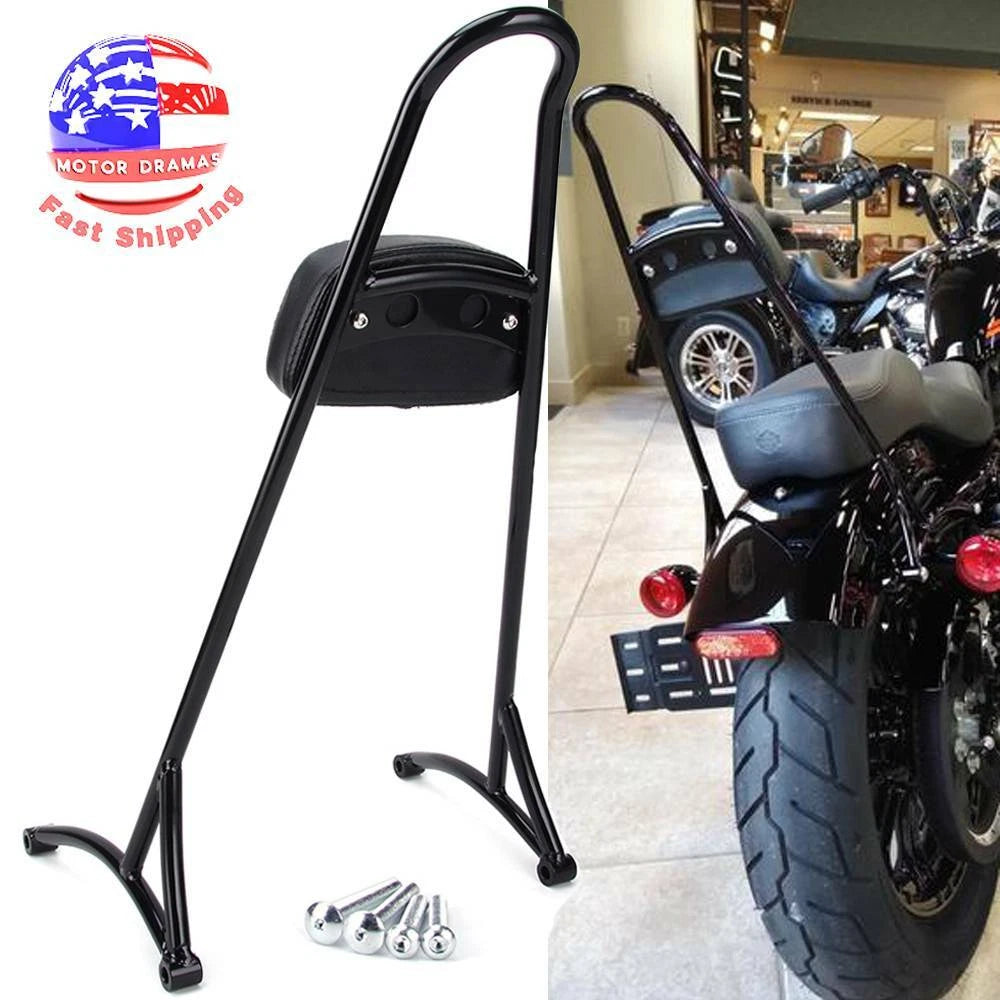 Tall Detachable Sissy Bar Backrest Leather Pad For Harley Sportster 1200 883 04+