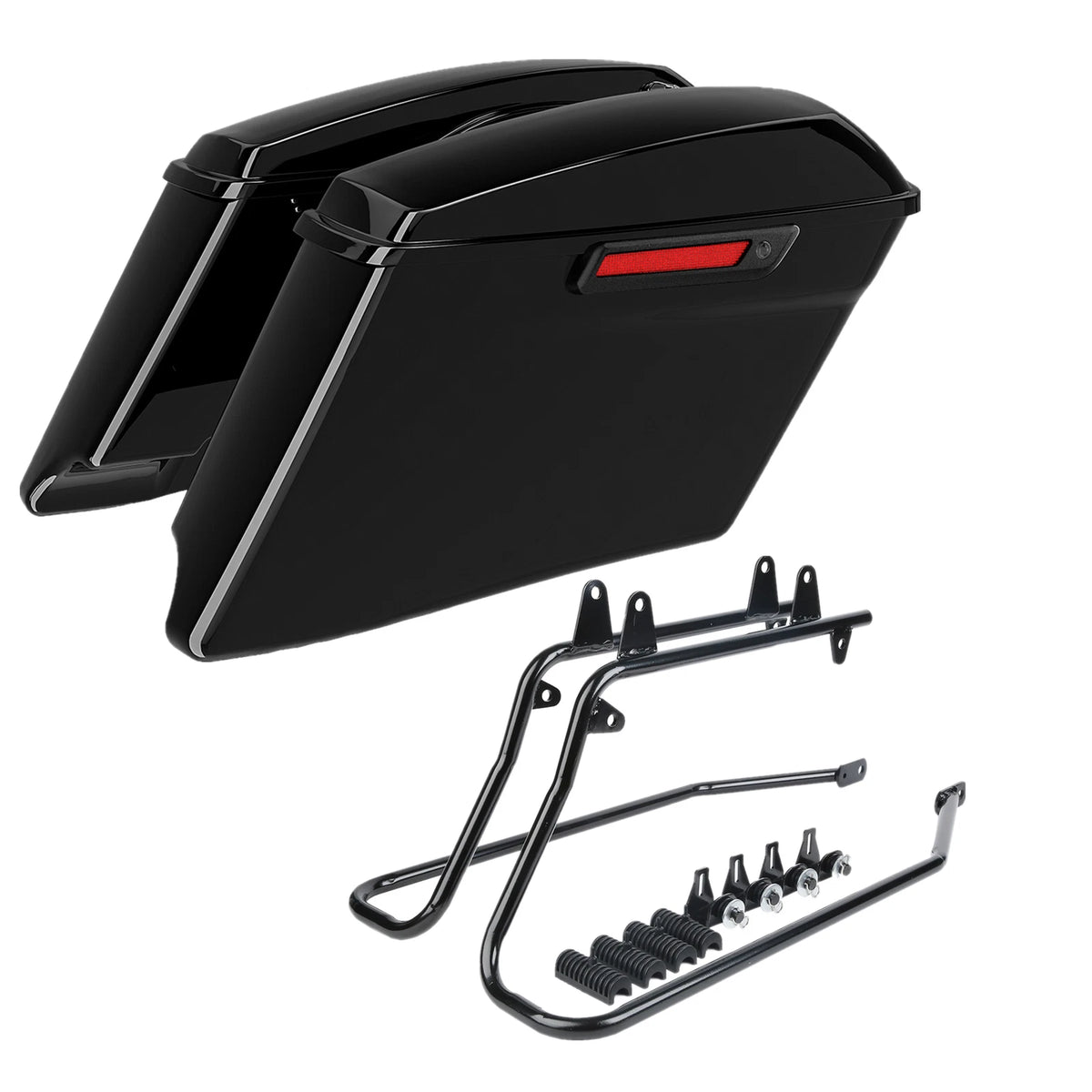 4" Stretched Hard Saddlebags &Conversion Brackets Fit For Harley Fatboy 1984-17