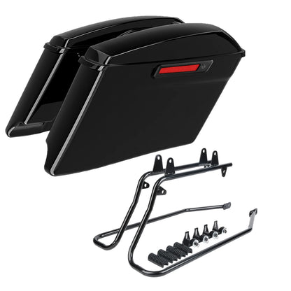 4" Stretched Hard Saddlebags &Conversion Brackets Fit For Harley Fatboy 1984-17