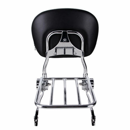 Adjustable Backrest Sissy Bar Luggage Rack For Harley Dyna Super Glide 2002-2005