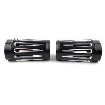 1 Pair Black Fork Boot Slider Cover Cow Bell For Harley Touring FL 1986-2013