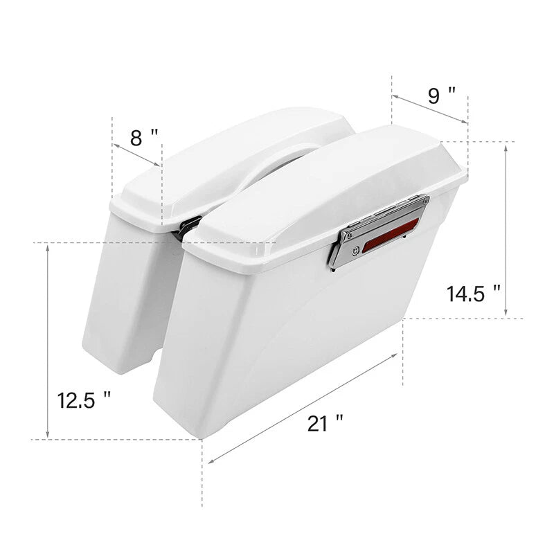 White Hard Saddlebags & Conversion Bracket For Harley Softail Fatboy FLST 84-17