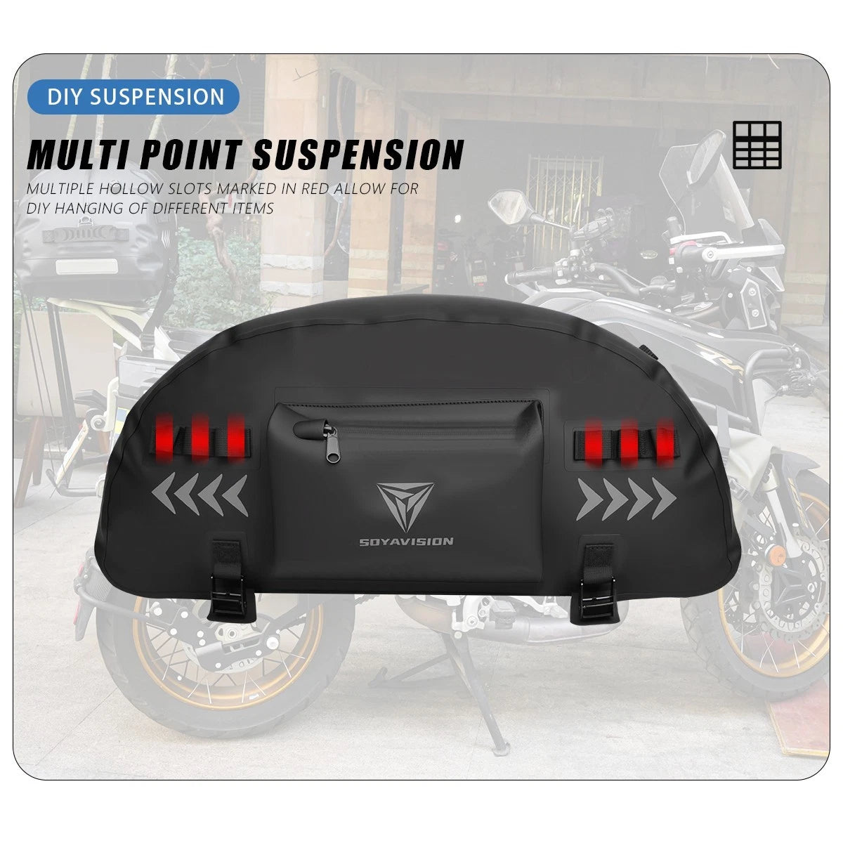 Waterproof Motorcycle Tail Bag Universal Rear Back Seat Bag Black for Harley BMW
