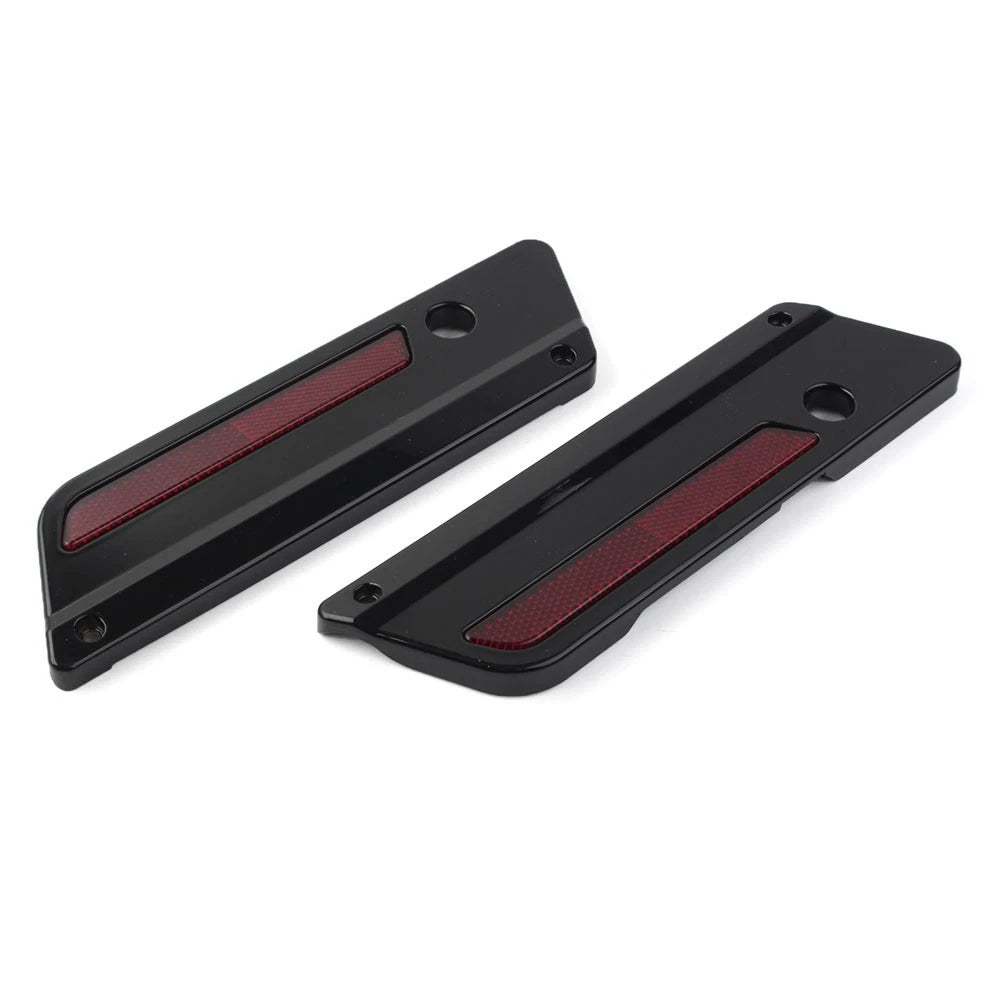 Saddlebag Latch Plate Cover With Red Reflectors For Harley Touring 1993-2013