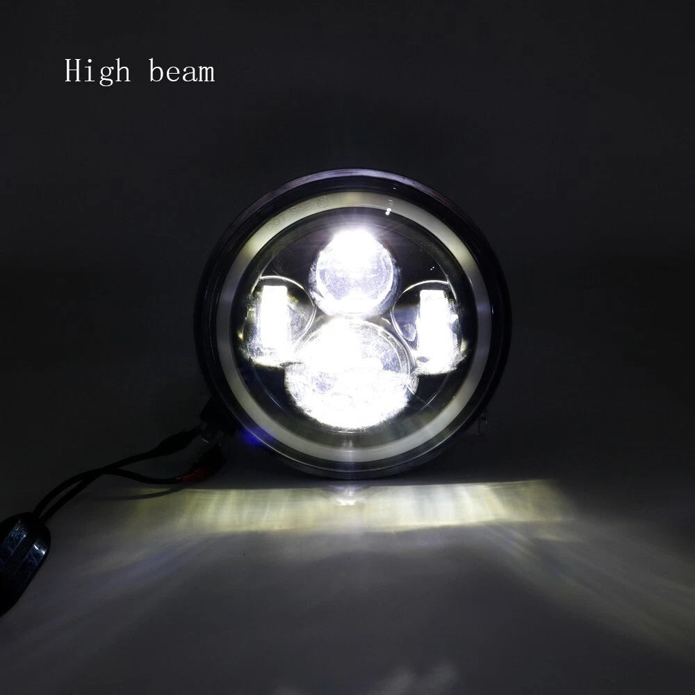 Pair 7" Inch Round LED Headlights Halo Angle Eyes For Jeep Wrangler JK LJ TJ CJ