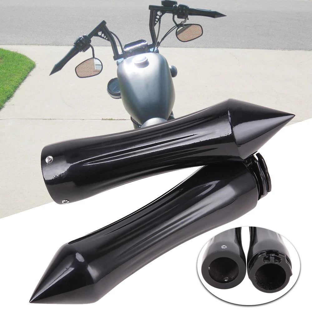 1" Motorcycle Spike Handlebar Hand Grips With Throttle For Harley Honda Kawasaki