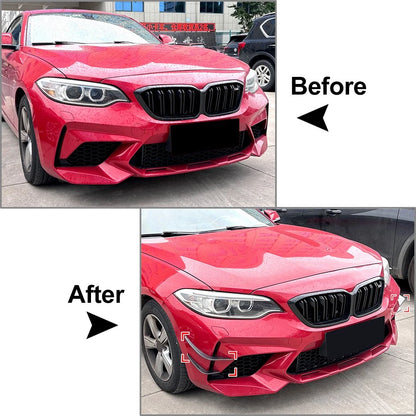 Front Bumper Lip Spoiler Splitter Side Cover For BMW 2 Series M2 F87 2016-2021