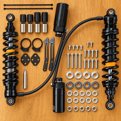 Remote Reservoir Rear Suspensions Shocks Fit For Harley Road King Glide 2014-25