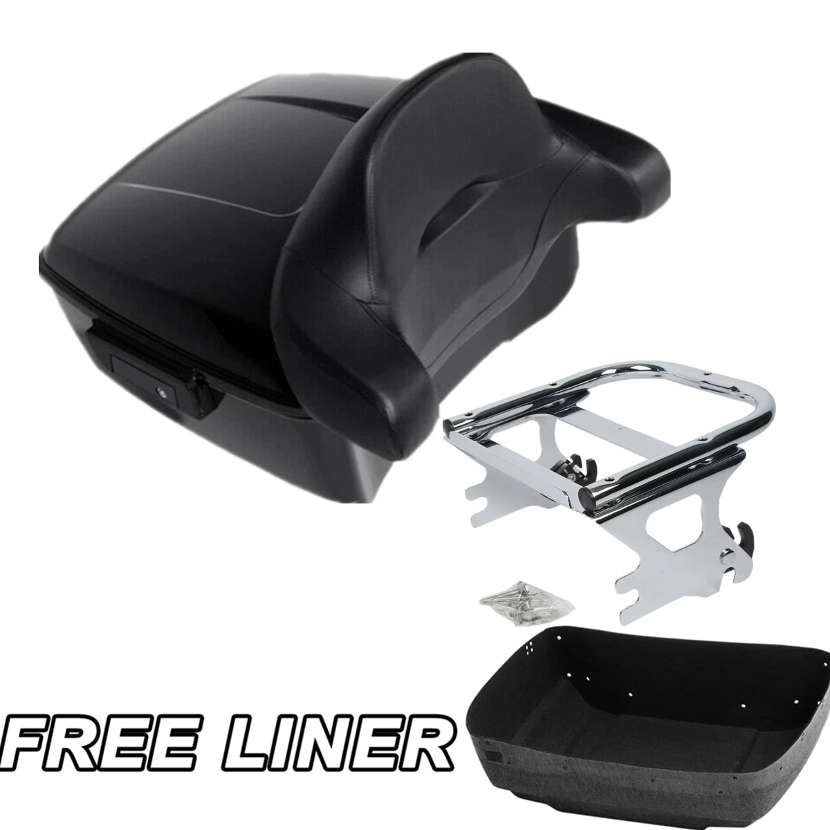 King Trunk Backrest Pad Mount Rack Fit For Harley Touring Road King Glide 97-08