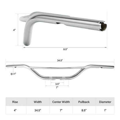 Chrome Hollywood Handlebar Fit For Harley Sportster XL883 1200 Dyna Softail US