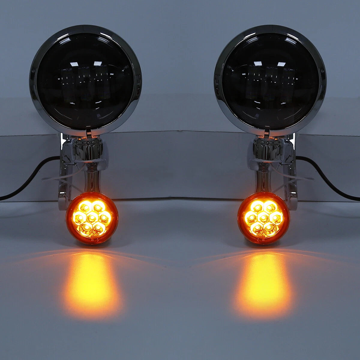 4.5" Auxiliary LED Fog Light Bracket Turn Signal Fit For Harley Touring 2014-Up