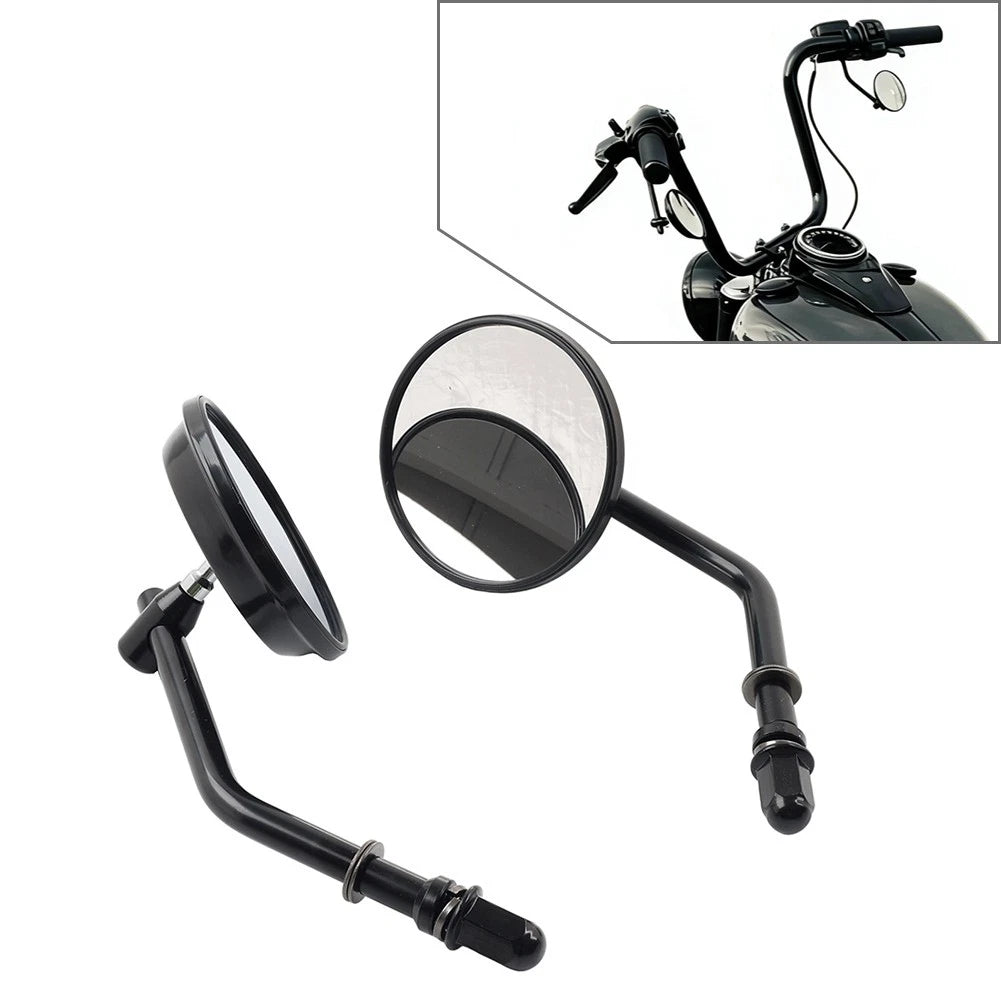 Motor Round Retro Rearview Side Mirrors For Harley Davidson Sporster 8mm Black