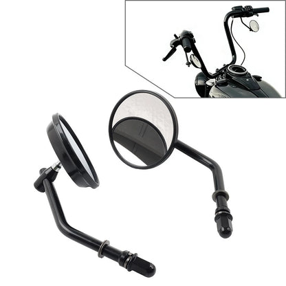 Motor Round Retro Rearview Side Mirrors For Harley Davidson Sporster 8mm Black