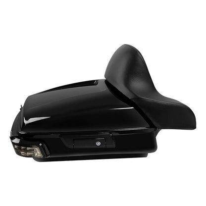 Black Chopped Trunk Backrest Pad LED Light For Harley Street Road Glide 2014-26