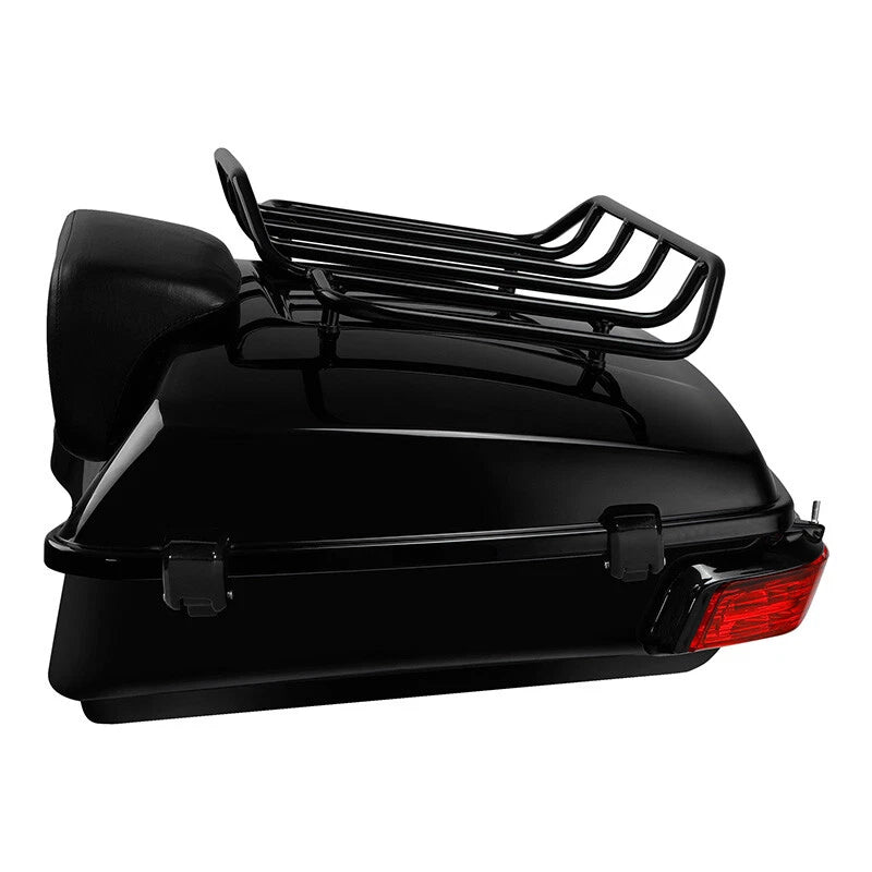 Black Chopped Trunk Pad Rack Tail Light Fit For Harley Touring Road Glide 14-26