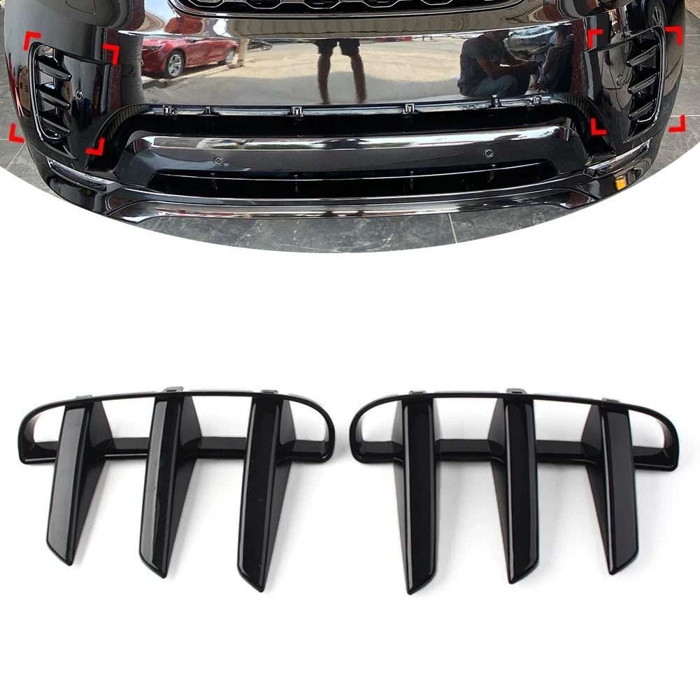 1 Pair Glossy Black Front Bumper Grille Cover For Land Rover Discovery 5 2021-22