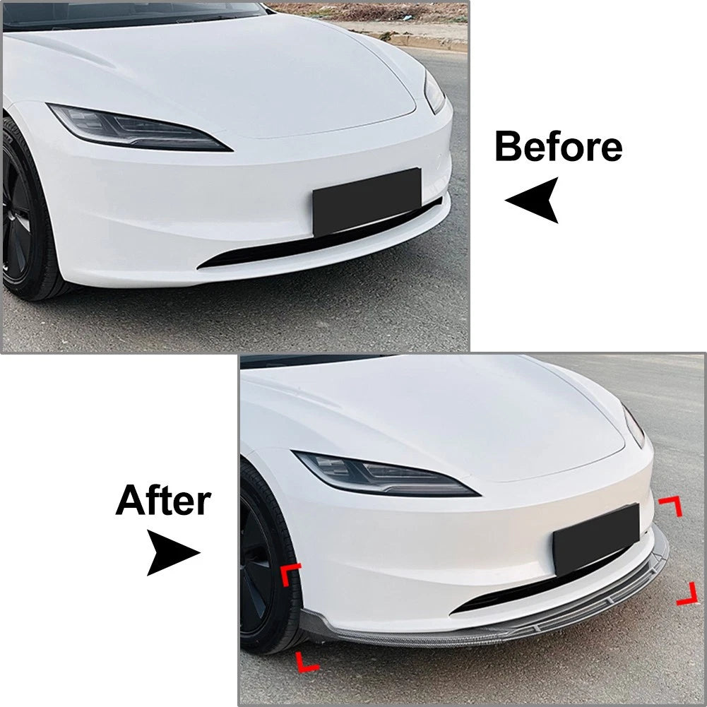 Glossy Black Front Bumper Spoiler Lip Body Kit For Tesla Model 3 2024-25