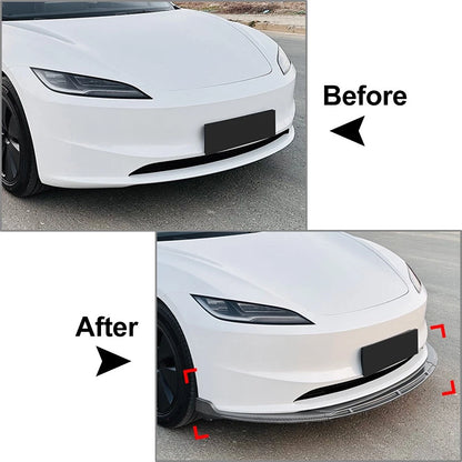 Glossy Black Front Bumper Spoiler Lip Body Kit For Tesla Model 3 2024-25