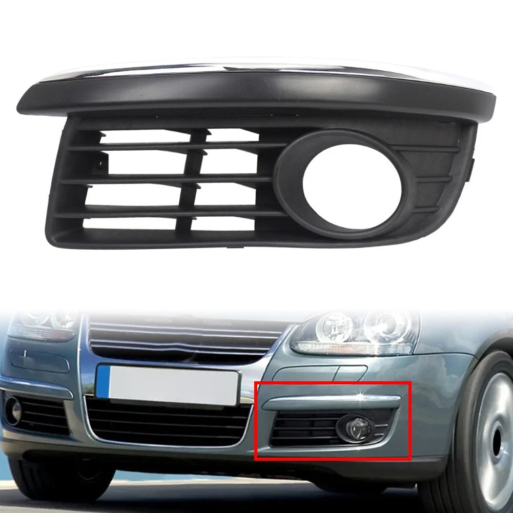 1x Left Front Bumper Fog Light Lamp Cover w/ Chrome Trim For VW Jetta 2006-2010