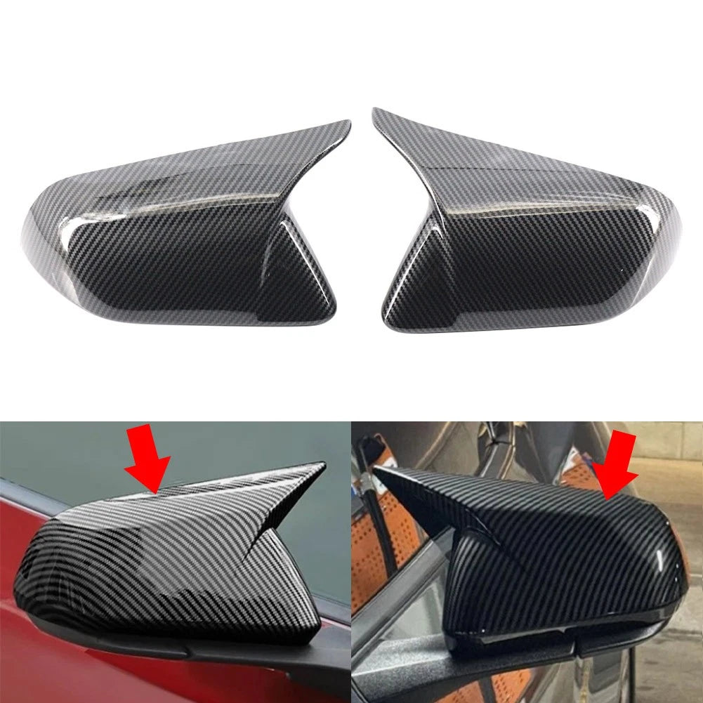 Rearview Side Mirror Cover Caps Carbon Fiber Pattern For Ford Mustang 2015-2023