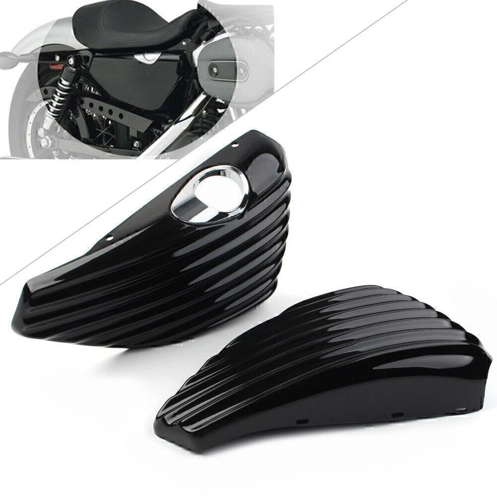 Left & Right Side Oil Tank Battery Cover Fit Harley Sportster XL883 XL1200 04-13
