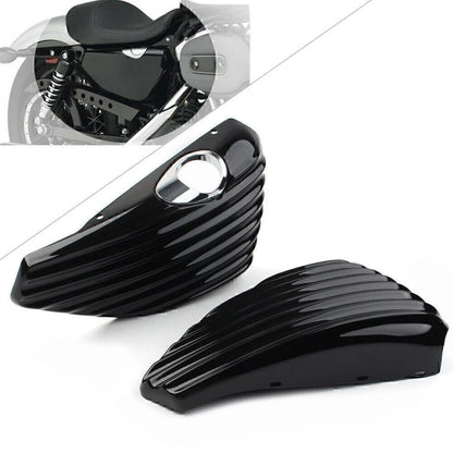 Left & Right Side Oil Tank Battery Cover Fit Harley Sportster XL883 XL1200 04-13