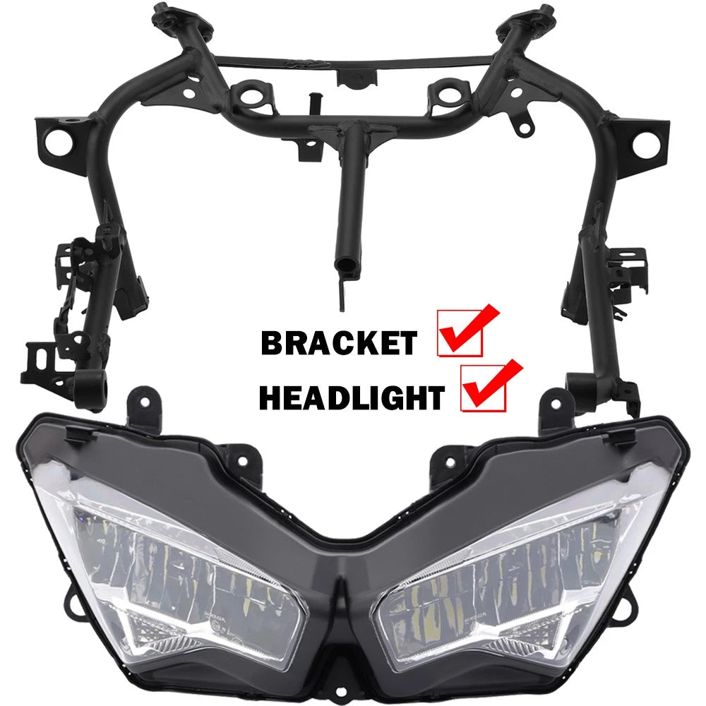 Front Headlight Lamp + Upper Stay Fairing Bracket For Kawasaki Ninja 400 2018-25