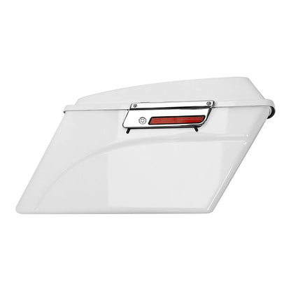White Hard Saddlebags & Conversion Bracket For Harley Softail Fatboy FLST 84-17