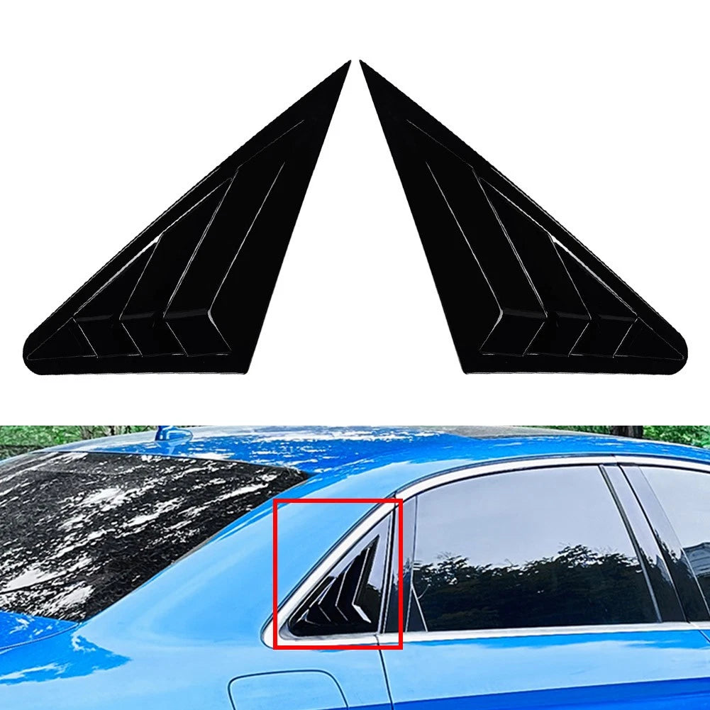 Glossy Blk Rear Window Louver Shutter Cover Trim For Audi A3 S3 8V Sedan 14-20