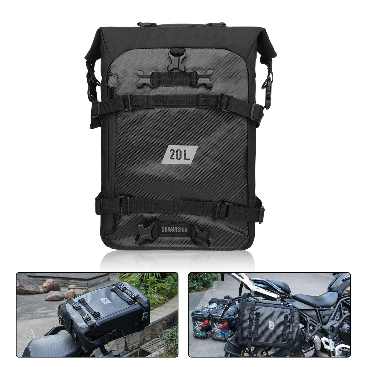20L Motorcycle Rear Seat Bag Tail Luggage Storage Backpack For Harley BMW Honda
