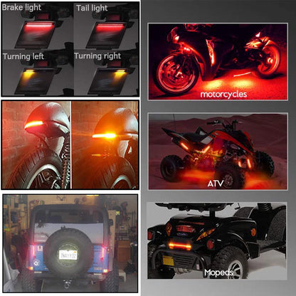 4 Motorcycle Flexible 48 LED Light Strip Tail Brake Turn Signal For Harley Honda